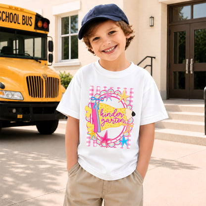 Personalized Back to School Shirt – Custom Name & Grade Preppy Striped Pennant Flag Color Tee for Teachers & Students, Pre-K to 8th Grade Outfit