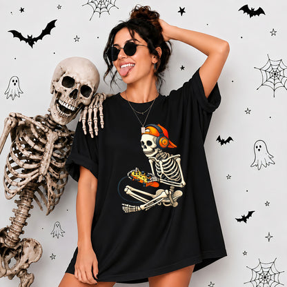 Skeleton Gamer Halloween Sweatshirt, Boys Pumpkin Gaming Shirt, Funny Halloween Gift