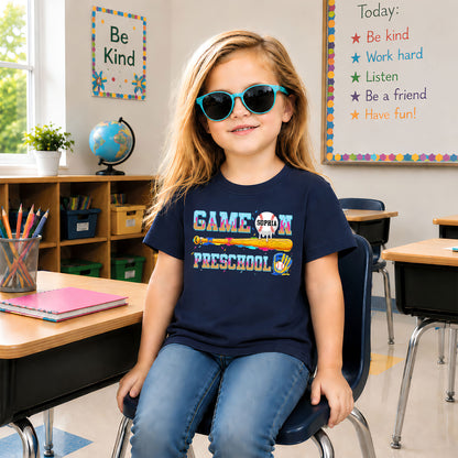 Personalized Baseball Back to School Shirt, Custom Name Game On Student Tee, Pre-K to 8th Grade First Day of School T-Shirt