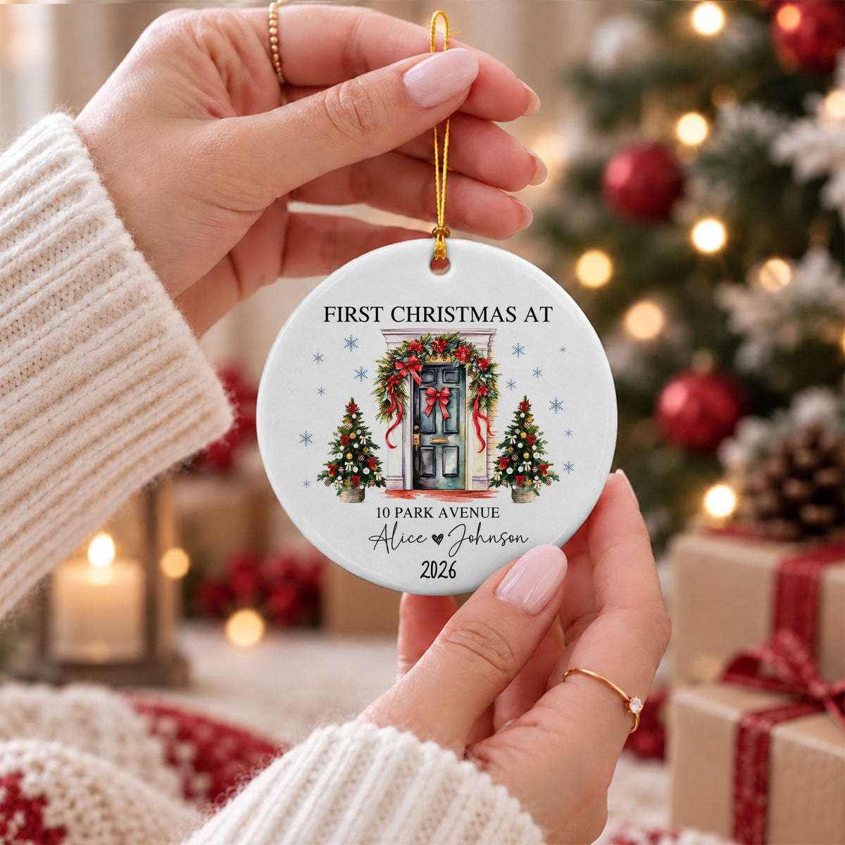 Personalized New Home Christmas Ornament, Custom Name Address Keepsake, Christmas Gift