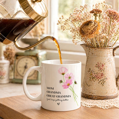 Personalized Mom Grandma Great-Grandma Floral Mug – Cute Family Coffee Cup Gift for Mom and Grandma