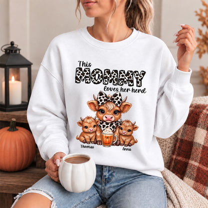 Personalized Grandma Sweatshirt, Custom Grandma Highland Cow with Grandkids Names Gift For Family