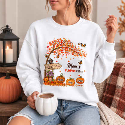 Personalized Grandma Thanksgiving Sweatshirt, Custom Family Name Autumn Pumpkin Patch Family Gift