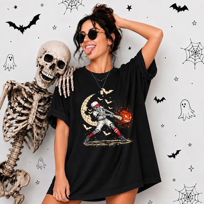 Baseball Skeleton Graphic Halloween Sweatshirt, Spooky Baseball Player Shirt, Funny Halloween Gift