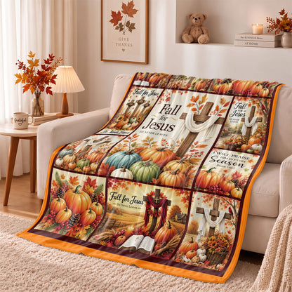 Thanksgiving Jesus Christian Fall Tree Blanket, Religious Fleece & Sherpa Throw, Faith Gift for Adults, Friends