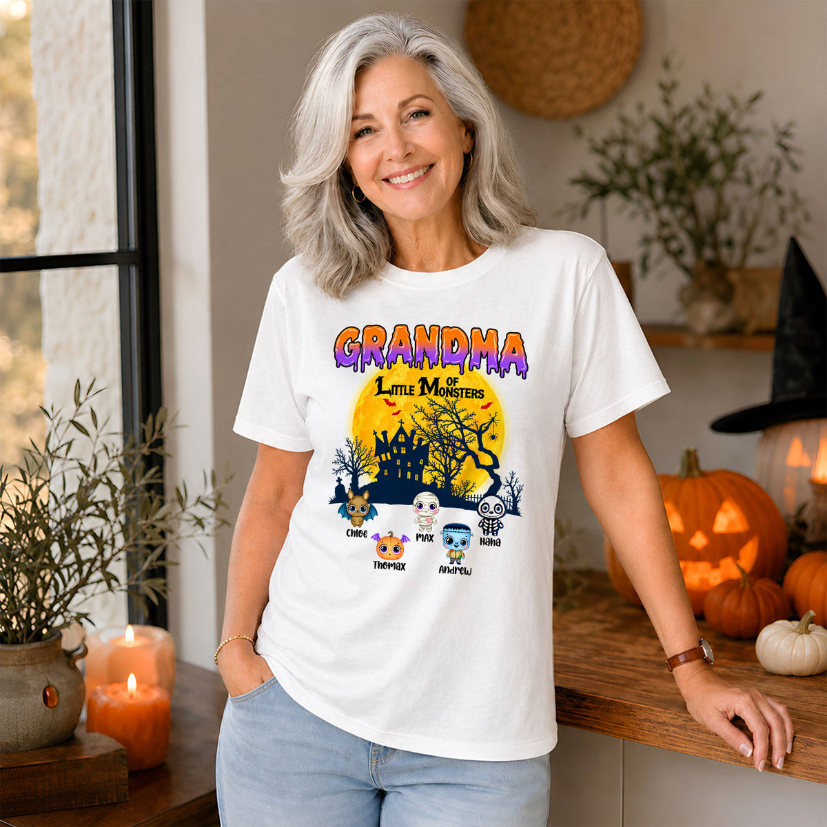 Personalized Halloween Family Shirt, Custom Characters & Names T-Shirt, Family Halloween Outfit, Cute Monster Design