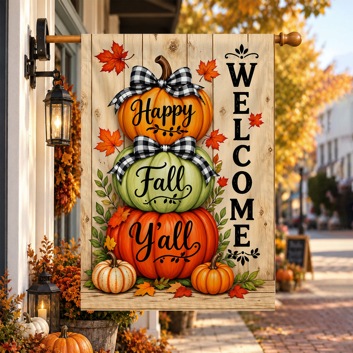 Hello Fall Garden Flag, Welcome Truck Happy Fall Ya'll Floral Pumpkin Outdoor Decor Gift For Family