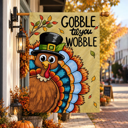Thanksgiving Garden Flag Turkey GOBBLE WOBBLE Chestnuts Pumpkin Family Home Decor Gift For Family