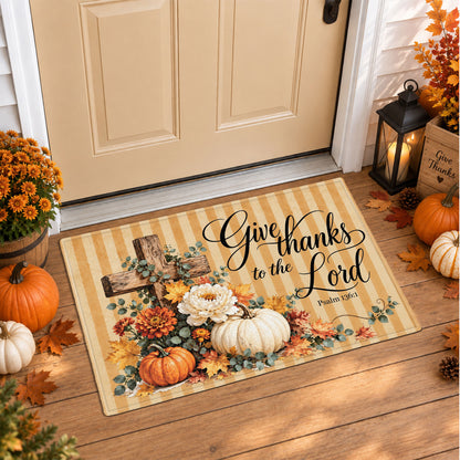 Christian Fall Thanksgiving Doormat, Religious Autumn Home Decor, Faith Inspired Welcome Mat