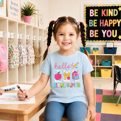 Personalized Hello School Shirt for Kids – Custom Name & Grade Back to School Tee for Pre-K to 8th Grade Students