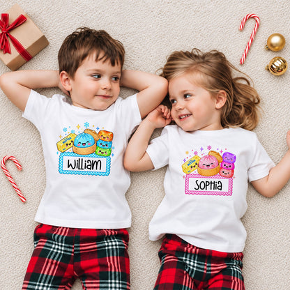 Personalized Squishy Christmas Shirt, Custom Name Santa Graphic Tee, Christmas Gift for Kids