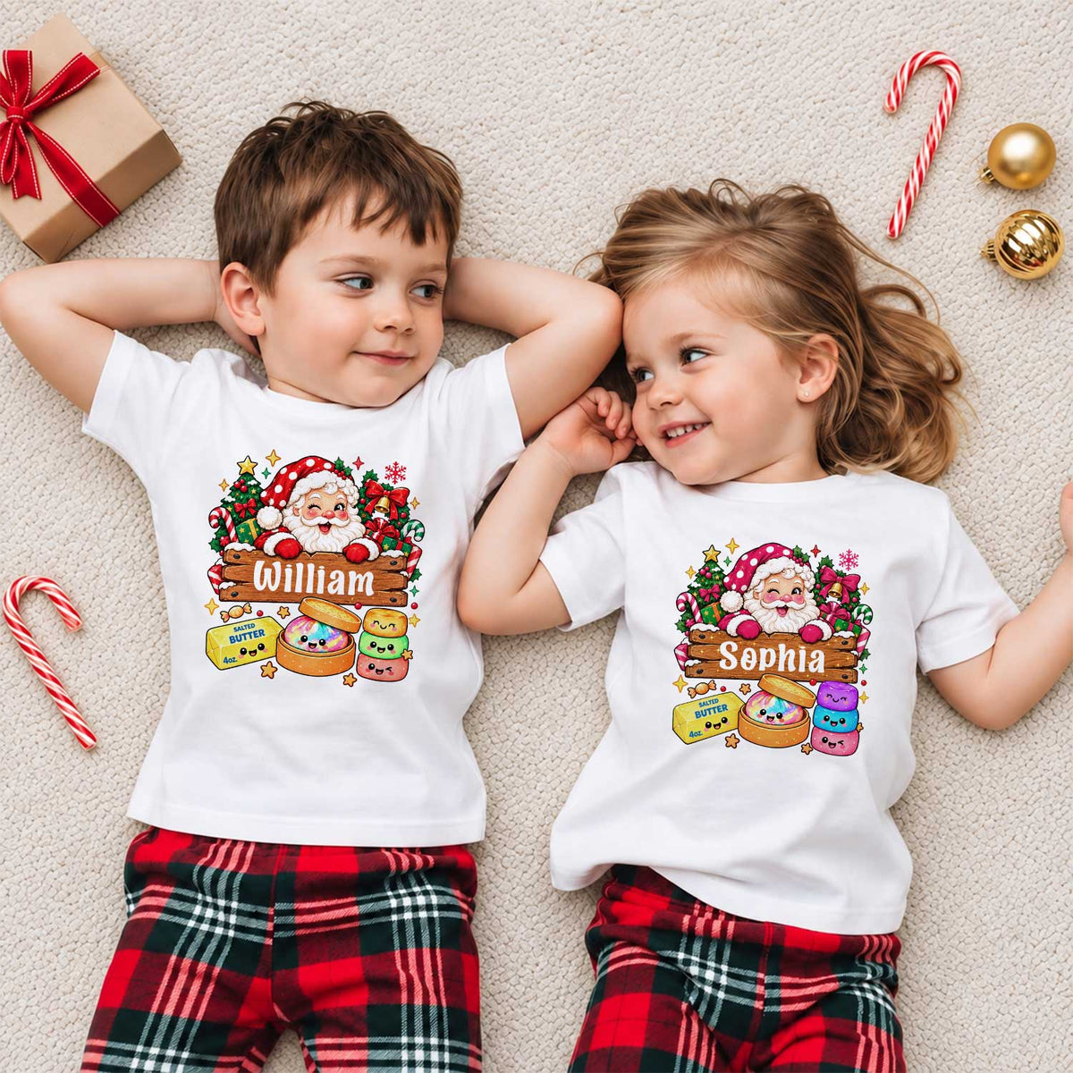Personalized Squishy Christmas Shirt, Custom Name Santa Graphic Tee, Christmas Gift for Kids