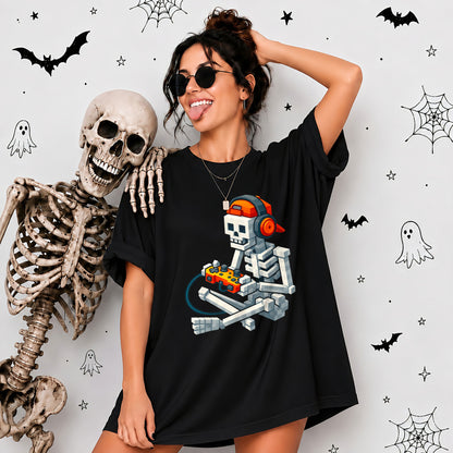 Skeleton Gamer Halloween Sweatshirt, Boys Pumpkin Gaming Shirt, Funny Halloween Gift