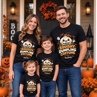 Personalized Squishy Dumpling Halloween Costume Shirt, Kawaii Spooky Dumpling Graphic Tee Gift For Kids