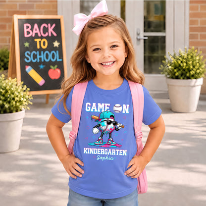Personalized Baseball Back to School Shirt, Custom Name Game On Student Tee, Pre-K to 8th Grade First Day of School T-Shirt