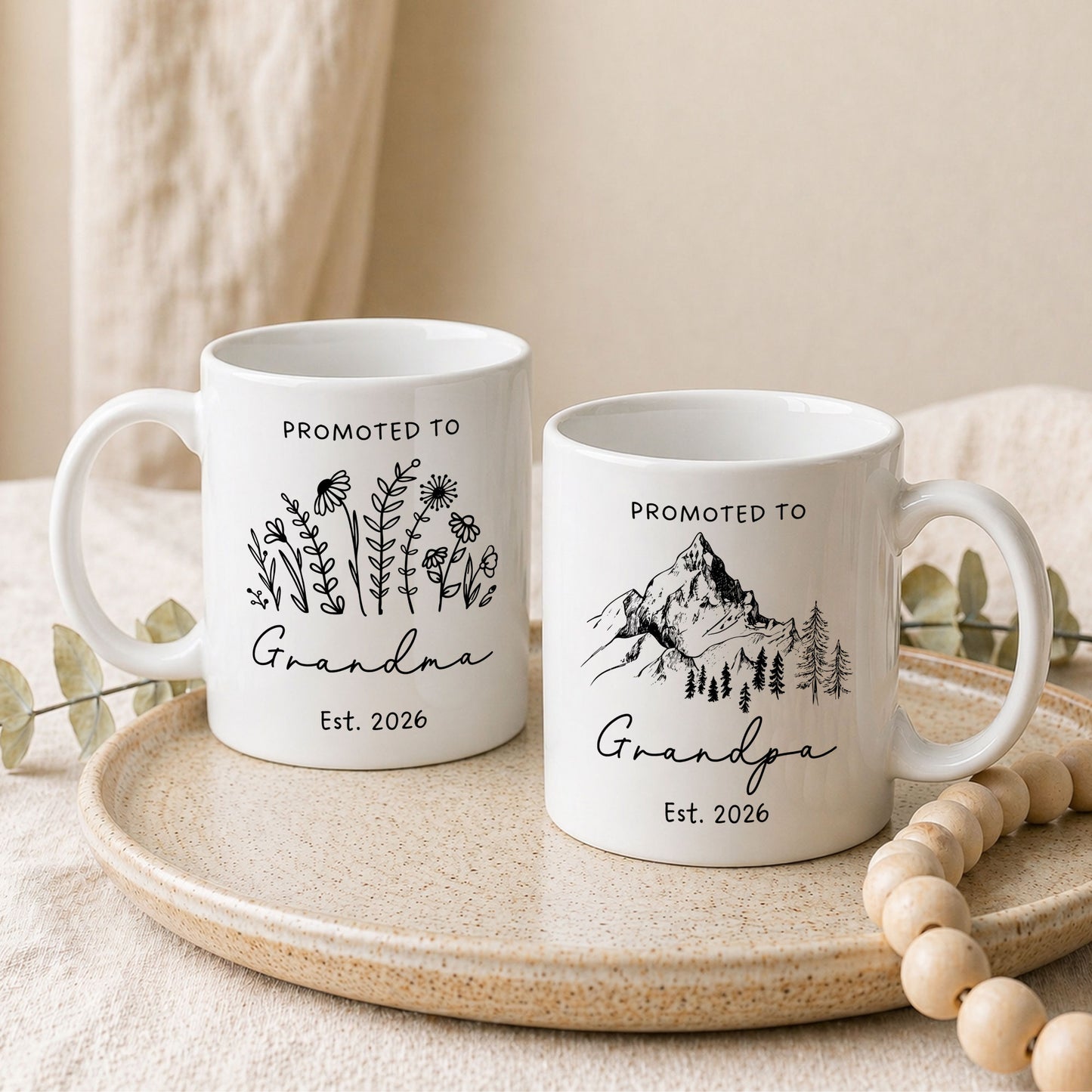 Personalized Grandma Grandpa Mug Set – Matching Coffee Mug Gift