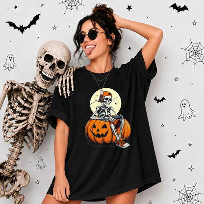 Skeleton Gamer Halloween Sweatshirt, Boys Pumpkin Gaming Shirt, Funny Halloween Gift