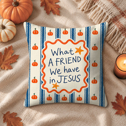Christian Fall Throw Pillow, Jesus Faith Pumpkin Decorative Cushion, Thanksgiving Home Decor Family Gift