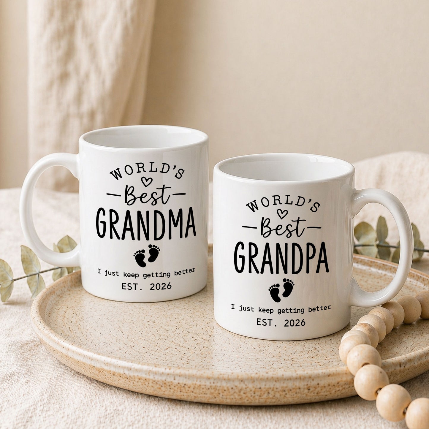 World’s Best Grandma Grandpa Mug Set – Personalized Coffee Cups