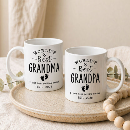 World’s Best Grandma Grandpa Mug Set – Personalized Coffee Cups