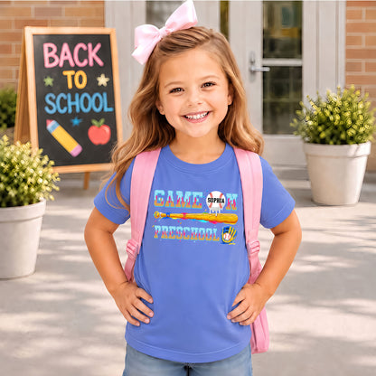 Personalized Baseball Back to School Shirt, Custom Name Game On Student Tee, Pre-K to 8th Grade First Day of School T-Shirt