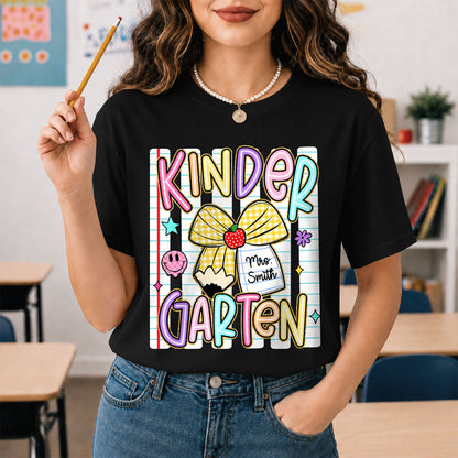 Personalized Striped Back to School Shirt for Kids Teachers – Custom Name & Grade Tee for Pre-K to 8th Grade Students, First Day Outfit