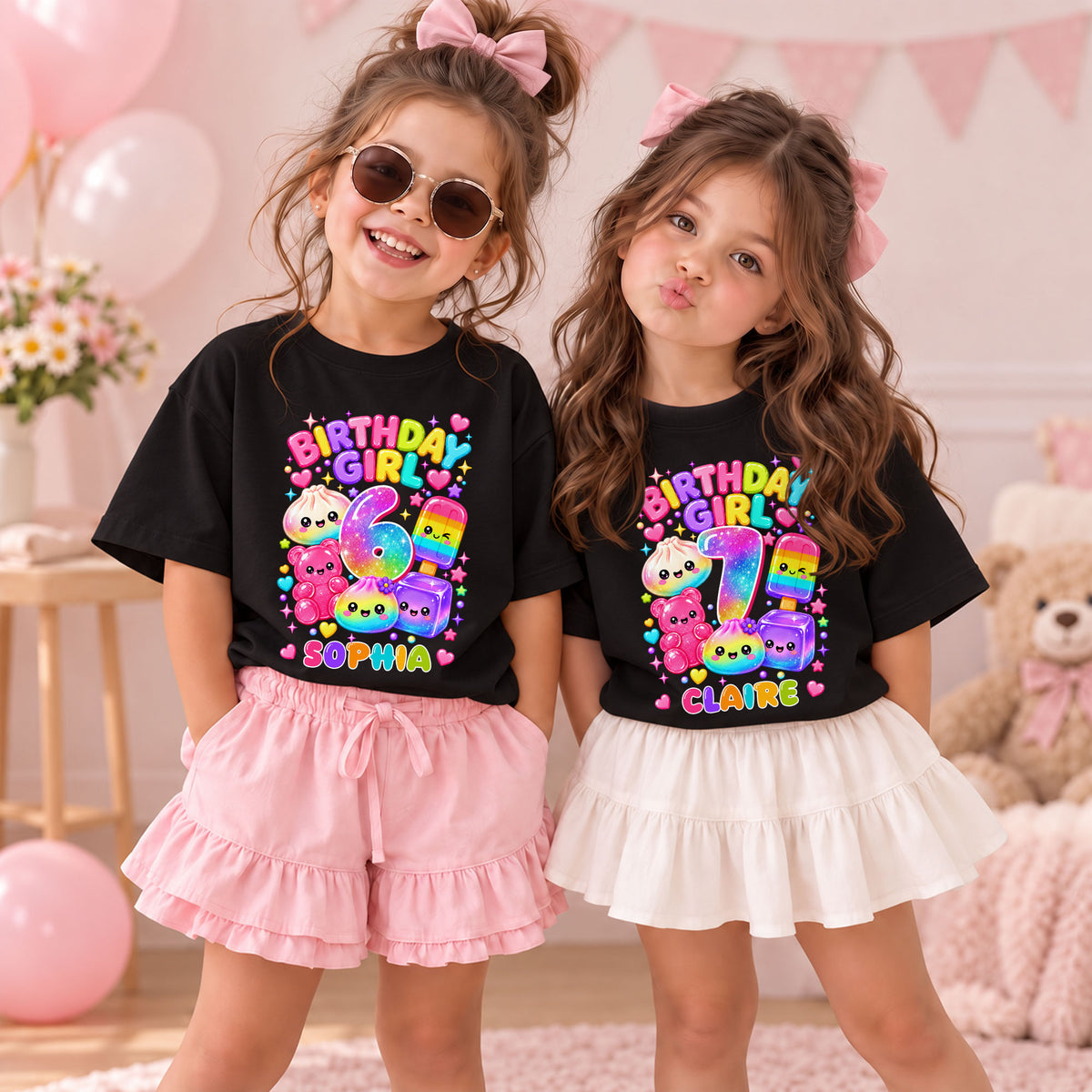 Personalized Dumpling Squish Birthday T-Shirt, Custom Squish Party Shirt For Kid, Birthday Girl Graphic Tee