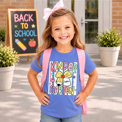 Personalized Striped Back to School Shirt for Kids Teachers – Custom Name & Grade Tee for Pre-K to 8th Grade Students, First Day Outfit