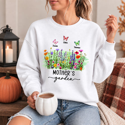 Personalized Grandma Thanksgiving Sweatshirt, Custom Family Name Grandma’s Garden Floral Autumn Family Gift