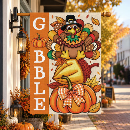 Thanksgiving Garden Flag Turkey GOBBLE WOBBLE Chestnuts Pumpkin Family Home Decor Gift For Family