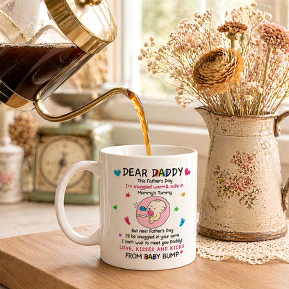 Personalized Dear Daddy Father’s Day Mug – Cute Baby Love Coffee Mug for New Dad, First Father’s Day Gift