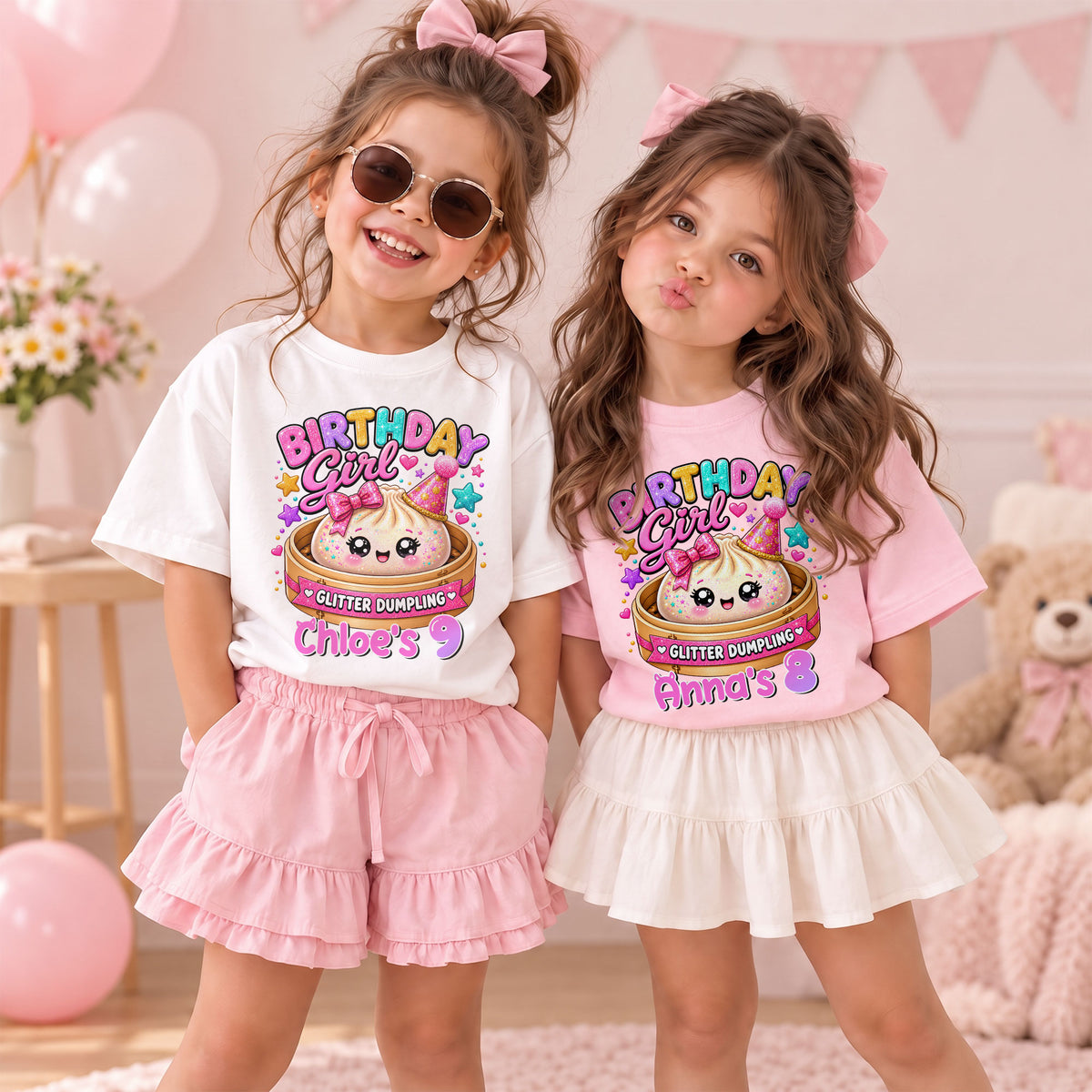 Personalized Dumpling Squish Birthday T-Shirt, Custom Squish Party Shirt For Kid, Birthday Girl Graphic Tee