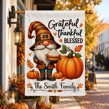 Personalized Thanksgiving Garden Flag - Custom Family Name Christian Flag - Thanksgiving Decor Gift