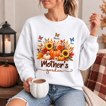 Personalized Grandma Thanksgiving Sweatshirt, Custom Family Name Grandma’s Garden Floral Autumn Family Gift
