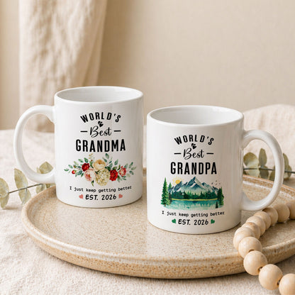 World’s Best Grandma Grandpa Mug Set – Personalized Coffee Cups