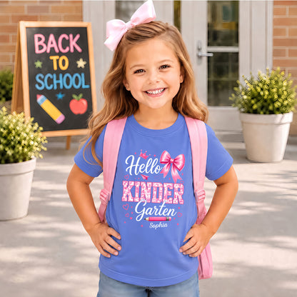 Personalized Hello School Shirt for Kids – Custom Name & Grade Back to School Tee for Pre-K to 8th Grade Students