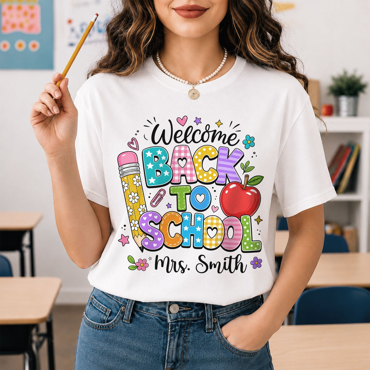 Personalized Welcome Back to School Teacher Student Shirt, Custom Name Back to School T-Shirt, First Day of School Gift Tee