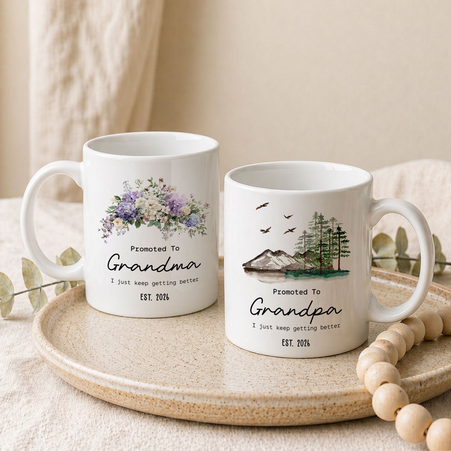 World’s Best Grandma Grandpa Mug Set – Personalized Coffee Cups