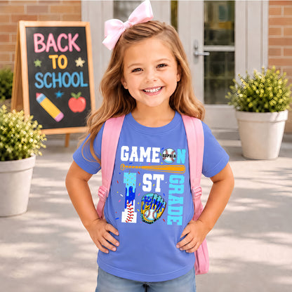 Personalized Baseball Back to School Shirt, Custom Name Game On Student Tee, Pre-K to 8th Grade First Day of School T-Shirt