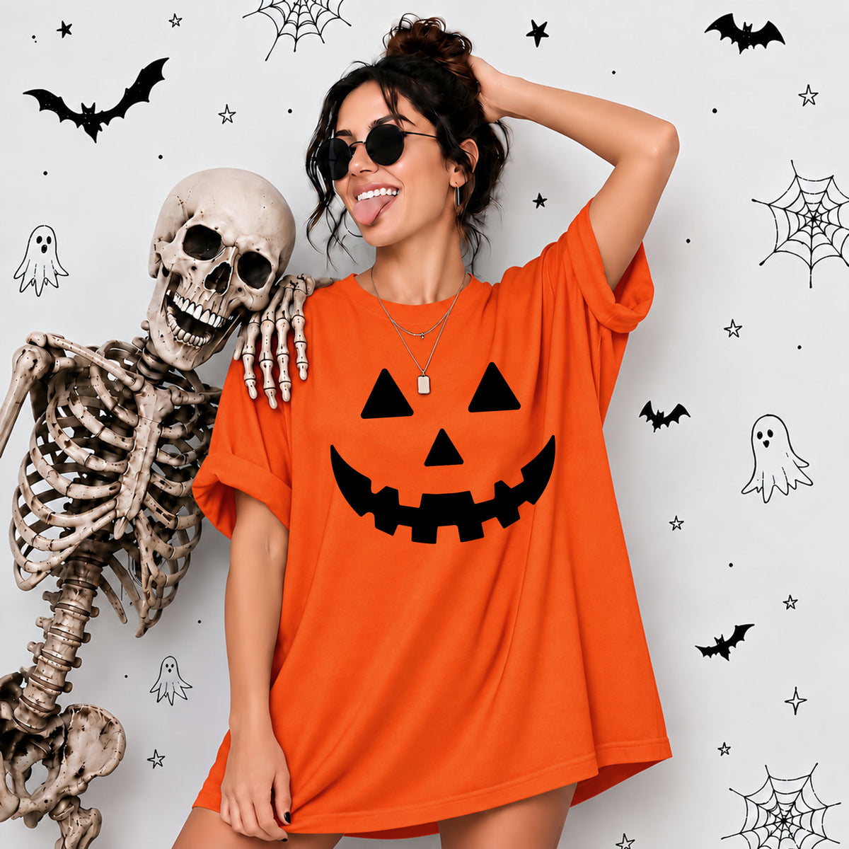 Pumpkin Face Graphic Halloween Sweatshirt, Jack O Lantern Custom Shirt, Funny Halloween Gift