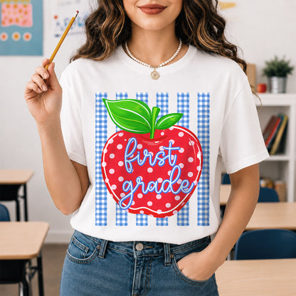 Personalized Striped Back to School Shirt for Kids Teachers – Custom Name & Grade Tee for Pre-K to 8th Grade Students, First Day Outfit