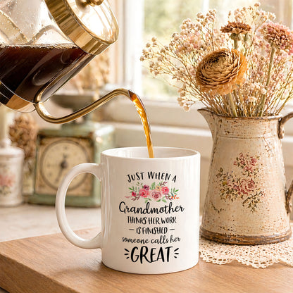 Personalized Grandmother Floral Coffee Mug Custom Name Gift for Grandma