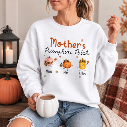 Personalized Grandma’s Pumpkin Patch Shirt & Sweater, Custom Family Names Fall Shirt, Autumn Family Gift