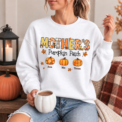 Personalized Grandma Thanksgiving Sweatshirt, Custom Family Name Autumn Pumpkin Patch Family Gift
