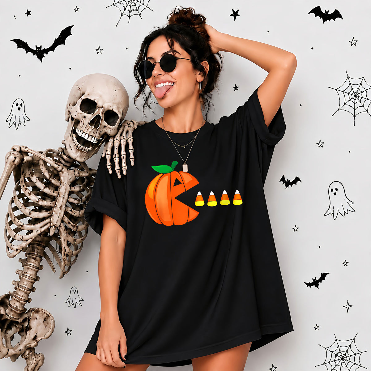 Pumpkin Ghost Graphic Halloween Sweatshirt, Spooky Season Jack O Lantern Shirt, Funny Halloween Gift