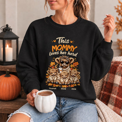 Personalized Grandma Sweatshirt, Custom Grandma Highland Cow with Grandkids Names Gift For Family