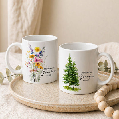 Personalized Promoted to Grandma Grandpa Mug Set – Matching Couple Coffee Mugs Est 2026, New Grandparents Gift