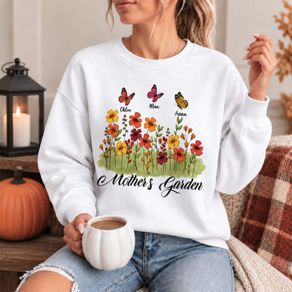 Personalized Grandma Thanksgiving Sweatshirt, Custom Family Name Grandma’s Garden Floral Autumn Family Gift