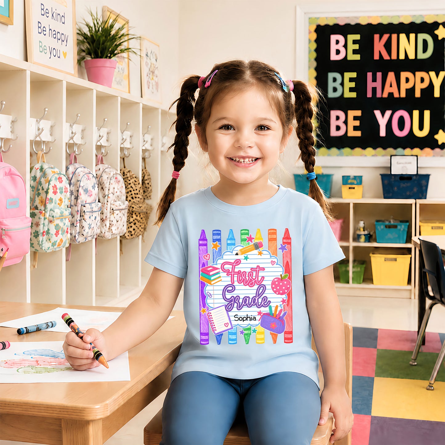 Personalized Striped Back to School Shirt for Kids Teachers – Custom Name & Grade Tee for Pre-K to 8th Grade Students, First Day Outfit