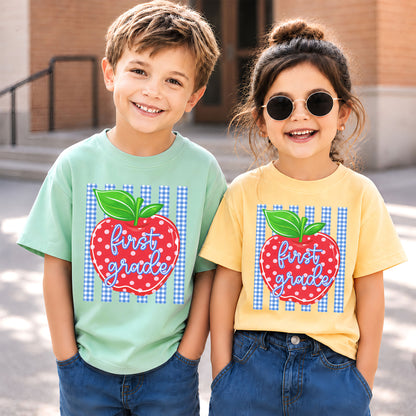 Personalized Striped Back to School Shirt for Kids Teachers – Custom Name & Grade Tee for Pre-K to 8th Grade Students, First Day Outfit